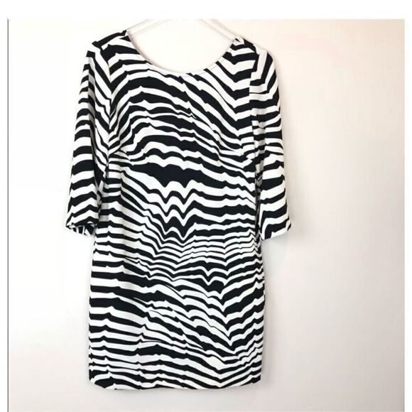 Trina Turk 4 Statement Sleeve Zebra Print Mini Dress Black White Psychedelic - Picture 5 of 11